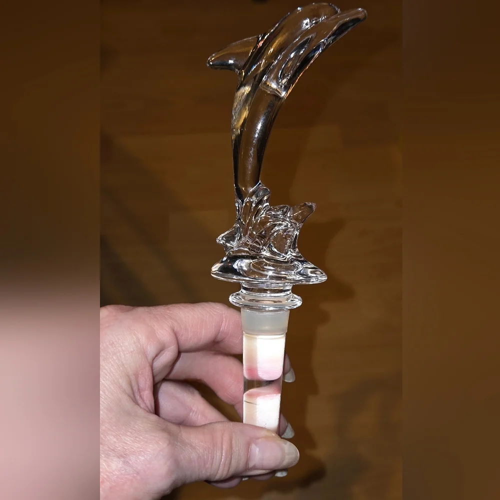 Mikasa Crystal Glass Dolphin Decanter Bottle Stopper - 7
